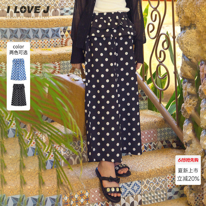 ILOVEJ韩国童装26夏新女童复古波点空调裤防蚊裤花边长裤/JYUPT05