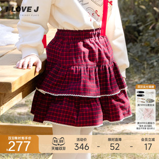 ILOVEJ韩国童装儿童毛呢格子半身裙冬季新款裙子女童短裙JYWSK06