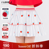 JWUSK06 夏新女童花朵刺绣半身裙网纱蓬蓬裙子 130码 ILOVEJ童装
