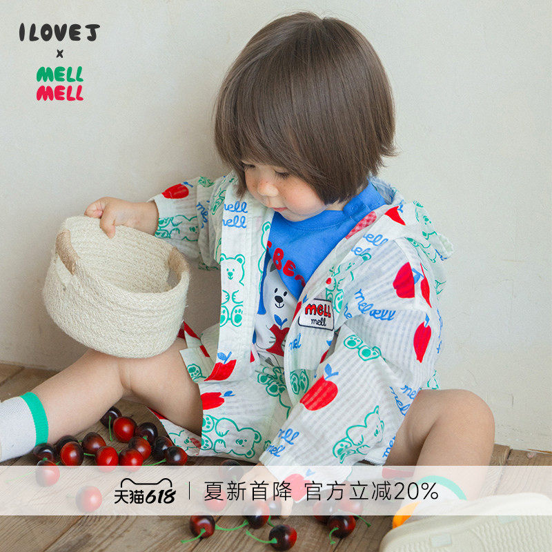 ILOVEJ韩国童装夏新婴童宝宝苹果熊轻盈空调外套连帽夹克/MYUOU02