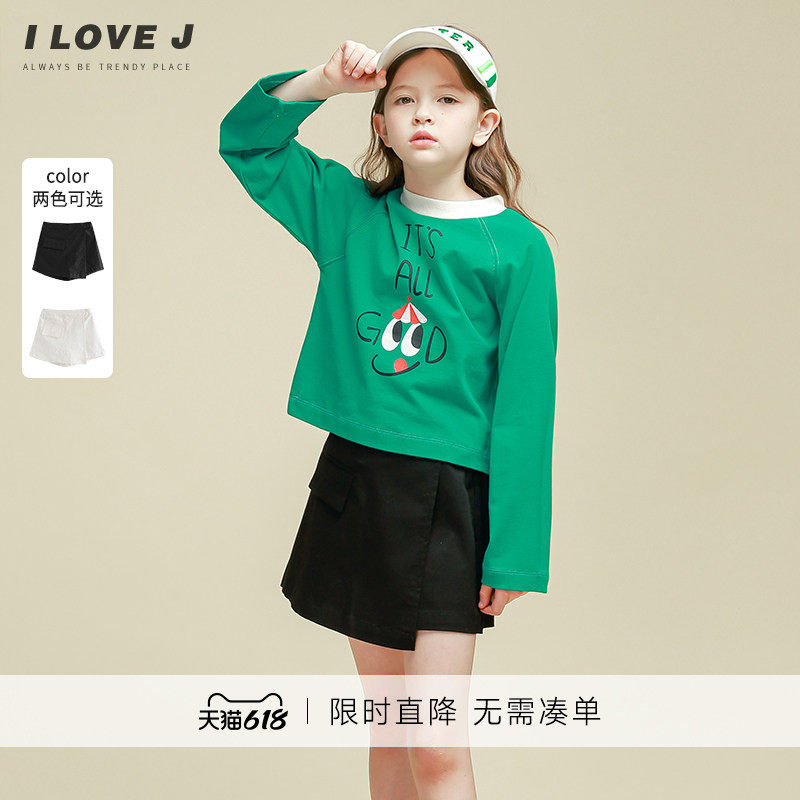 ILOVEJ童装洋气工装裤裙短裤儿童春装女童简约百搭裤子潮/JVSPT81