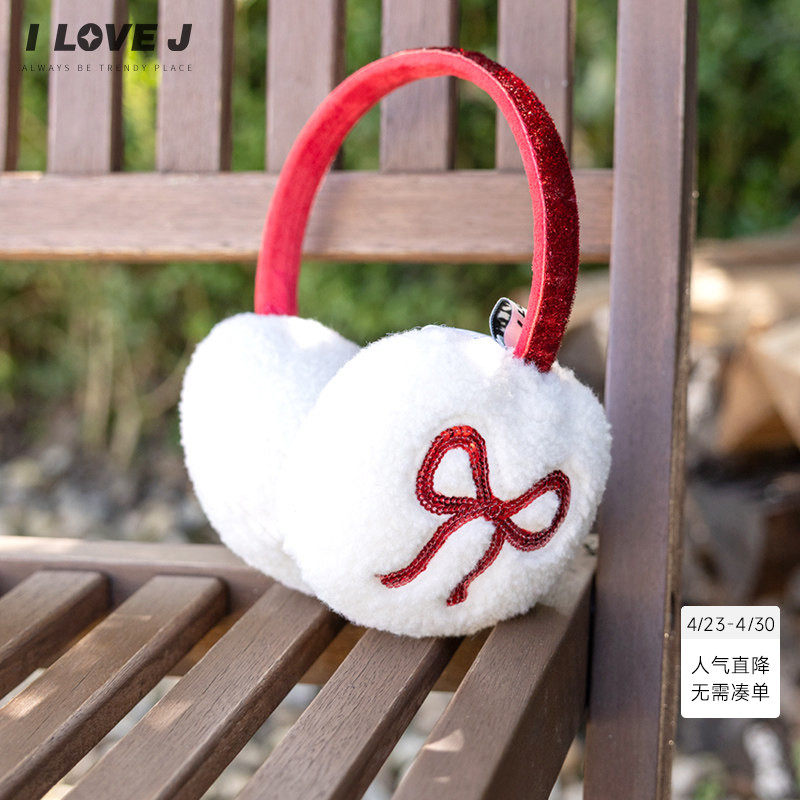 ILOVEJ韩国童装冬季新款女童蝴蝶结毛绒耳罩保暖可爱/JXWEC11