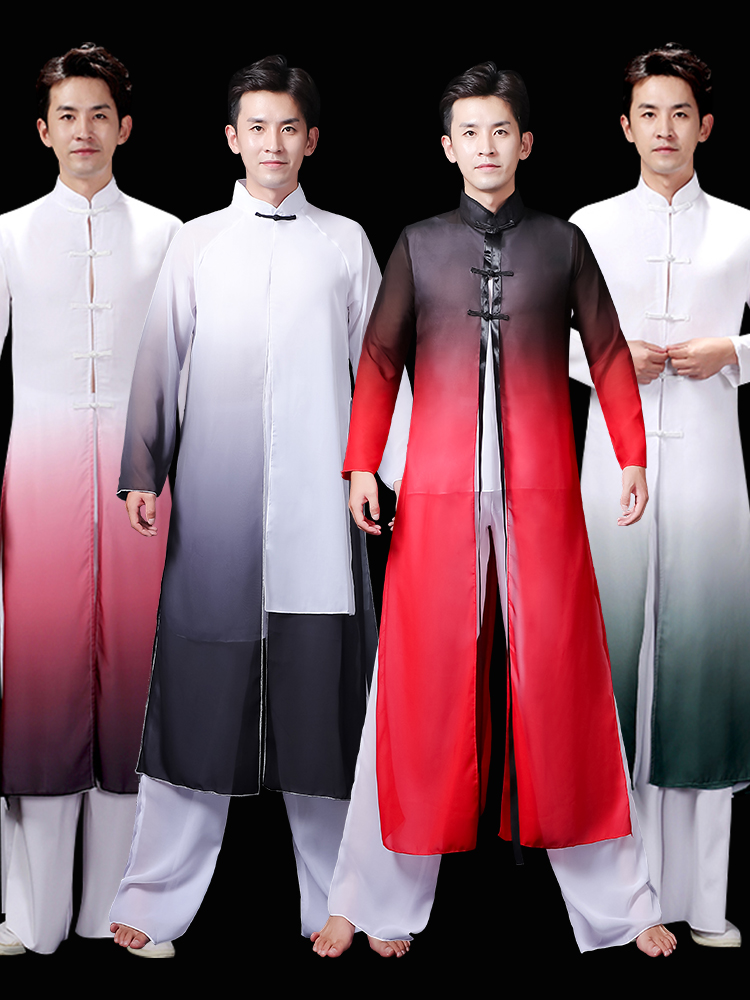 古典舞蹈演出服装男中国风书简舞现代水墨古风纱衣文艺表演服套装