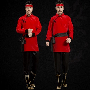 蒙古服装男蒙族成人新款现代藏族演出服舞蹈少数民族男士衣服袍