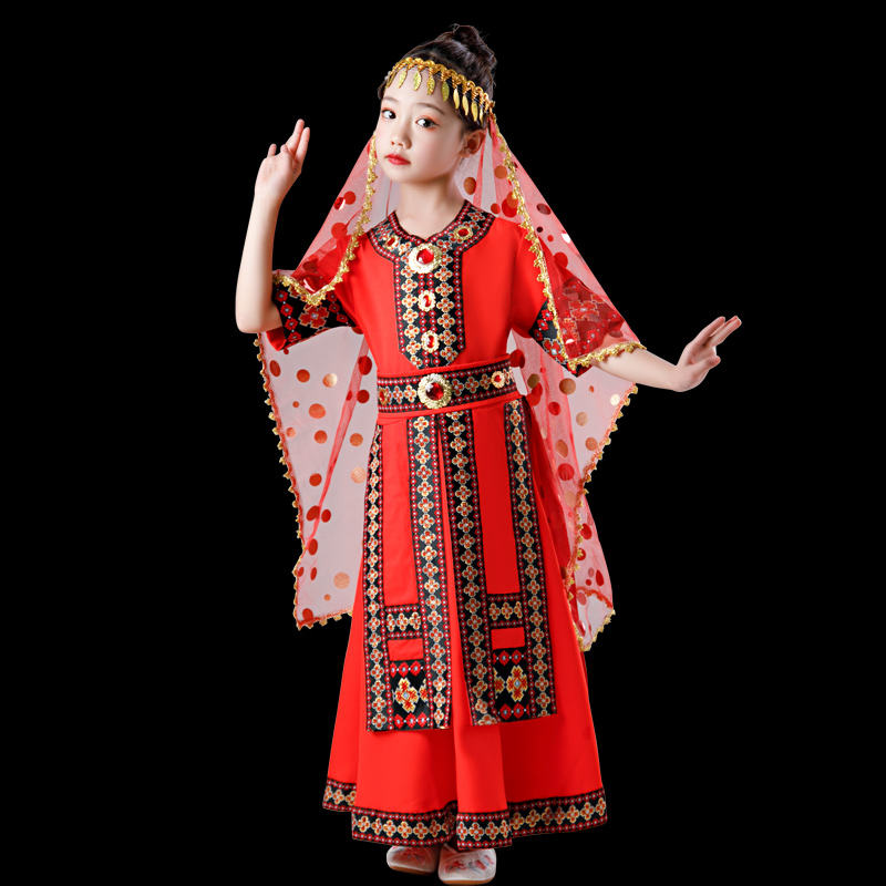 儿童广西壮族演出服三月三少数民族服装女童苗族藏族畲族彝族服饰