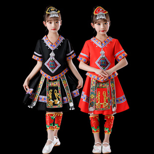 三月三少数民族服装儿童广西壮族演出服女童苗族藏族畲族演出服饰