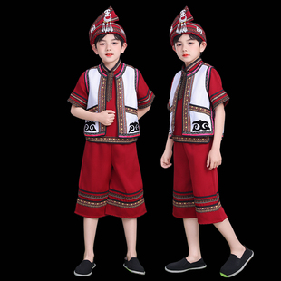 儿童2025新款少数民族服装男童苗族土家族彝族壮族白族演出服饰