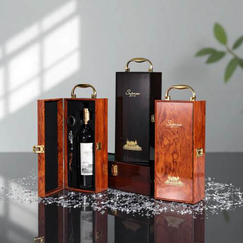 高档单支装红酒包装礼盒木盒葡萄酒红酒盒皮盒包装盒空盒子礼品盒