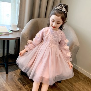 品牌专柜女童连衣裙春秋季新款蓬蓬纱公主裙长袖儿童装洋气女宝宝