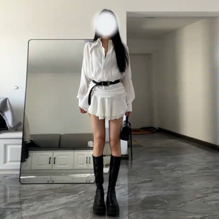 法式独特别致白色长袖衬衫洋装子夏2025新款韩系穿搭小个子短裙