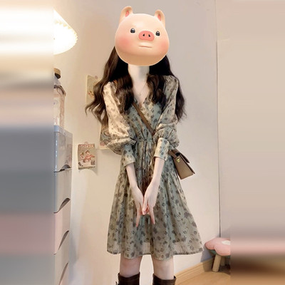 2025新款碎花长袖洋装子