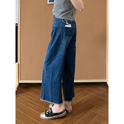 九分阔腿牛仔裤女小个子