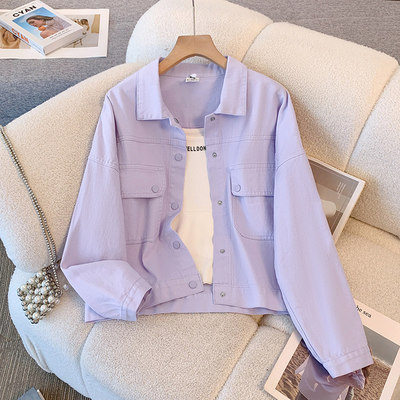 紫色牛仔外套女春秋休闲