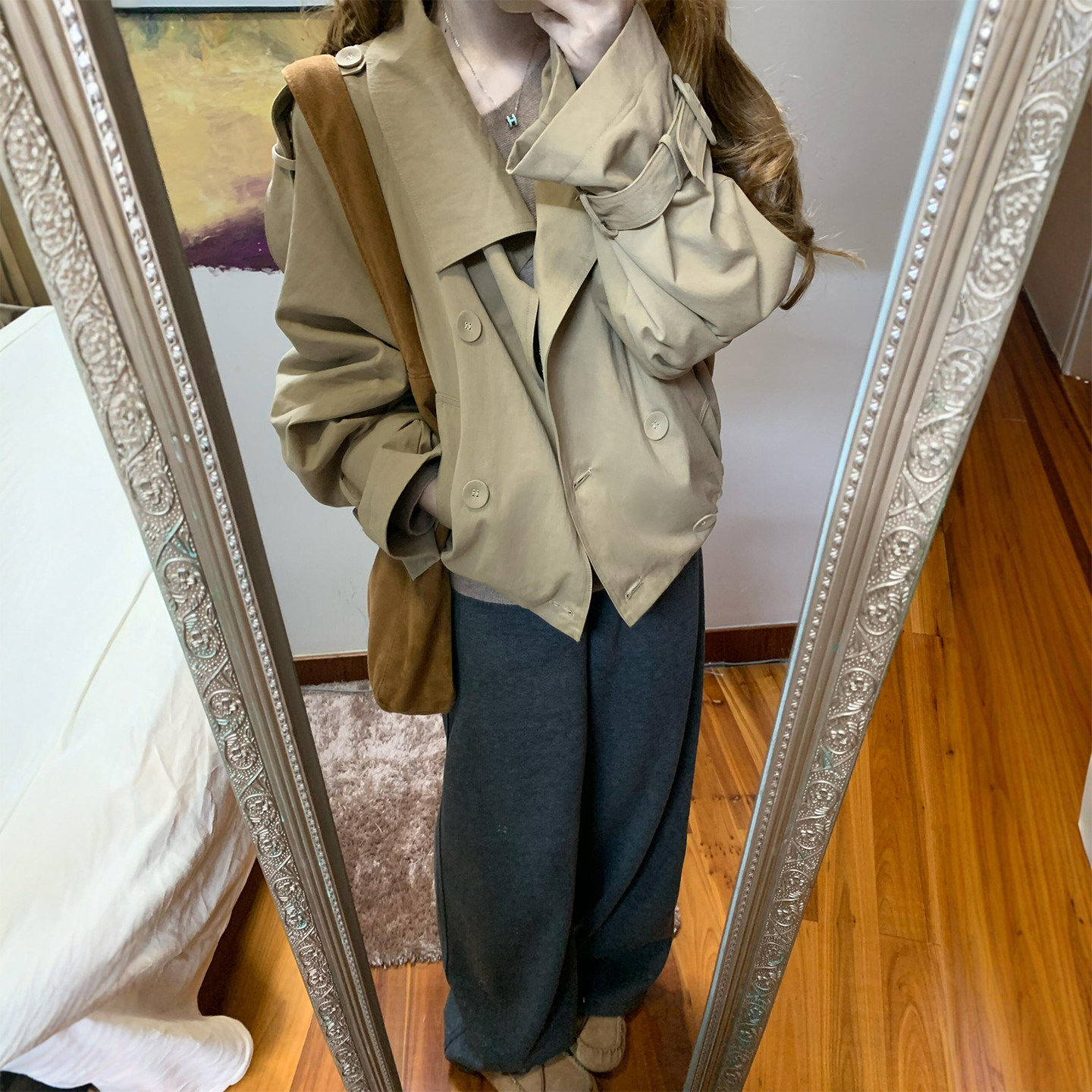 休闲风卡其色风衣外套女2026春秋季新款小个子短款时尚高级感韩系