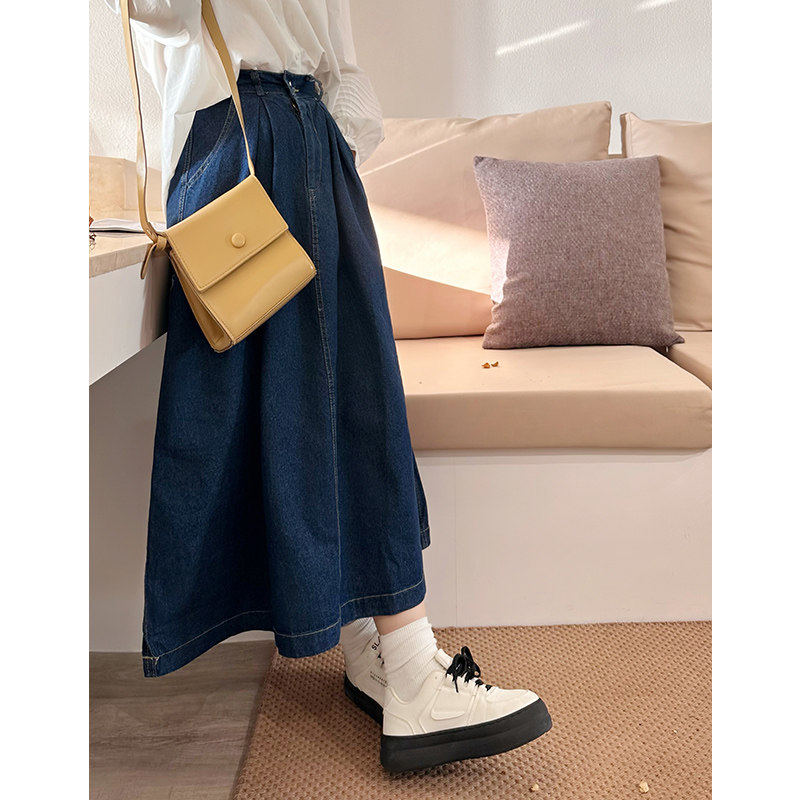 牛仔半身裙中长版高腰裙显瘦新款春季小个子宽松显瘦a字伞裙女