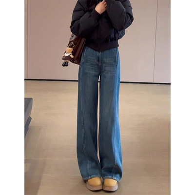 高腰阔腿牛仔裤女2026春