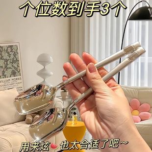 不锈钢勺子家用长柄勺吃饭勺西餐勺锤纹ins风高颜值圆勺喝汤勺