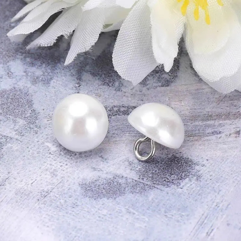 半圆形仿珍珠扣子旗袍衬衫女上衣白色配件毛衣开衫百搭装饰纽扣子