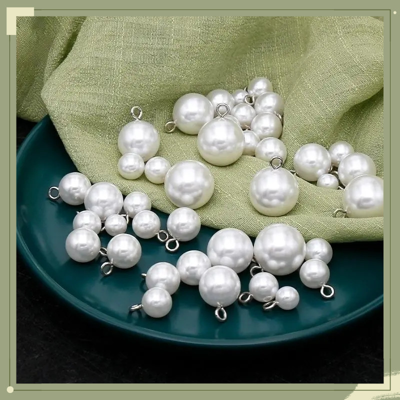 新款仿珍珠扣子圆形半圆蘑菇耳坠diy配件雪纺纱毛衬衣针织旗袍扣