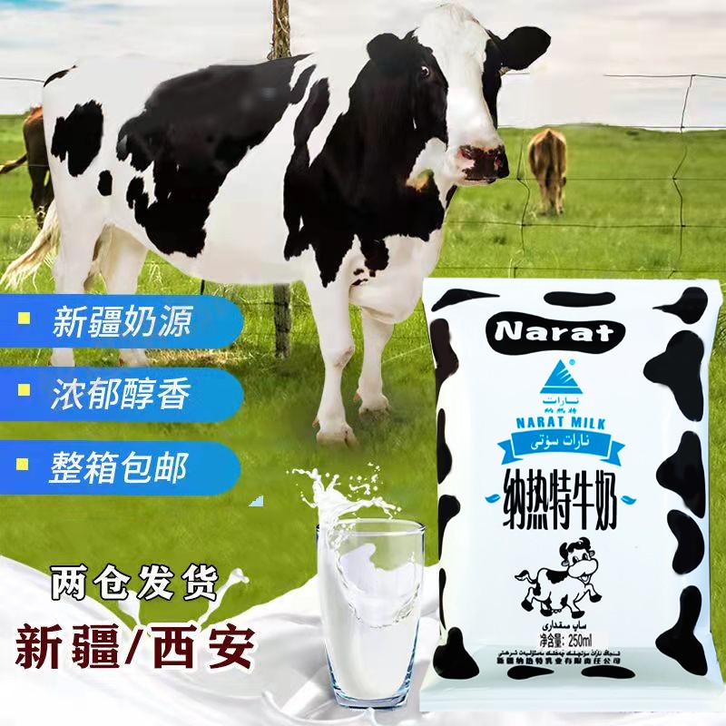 新疆特产Narat sut纳热特纯牛奶鲜牛乳250ml*20袋营养整箱包邮