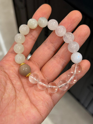 天然白水晶手串女款单圈手链送闺蜜礼物10MM月光石 天然白水晶