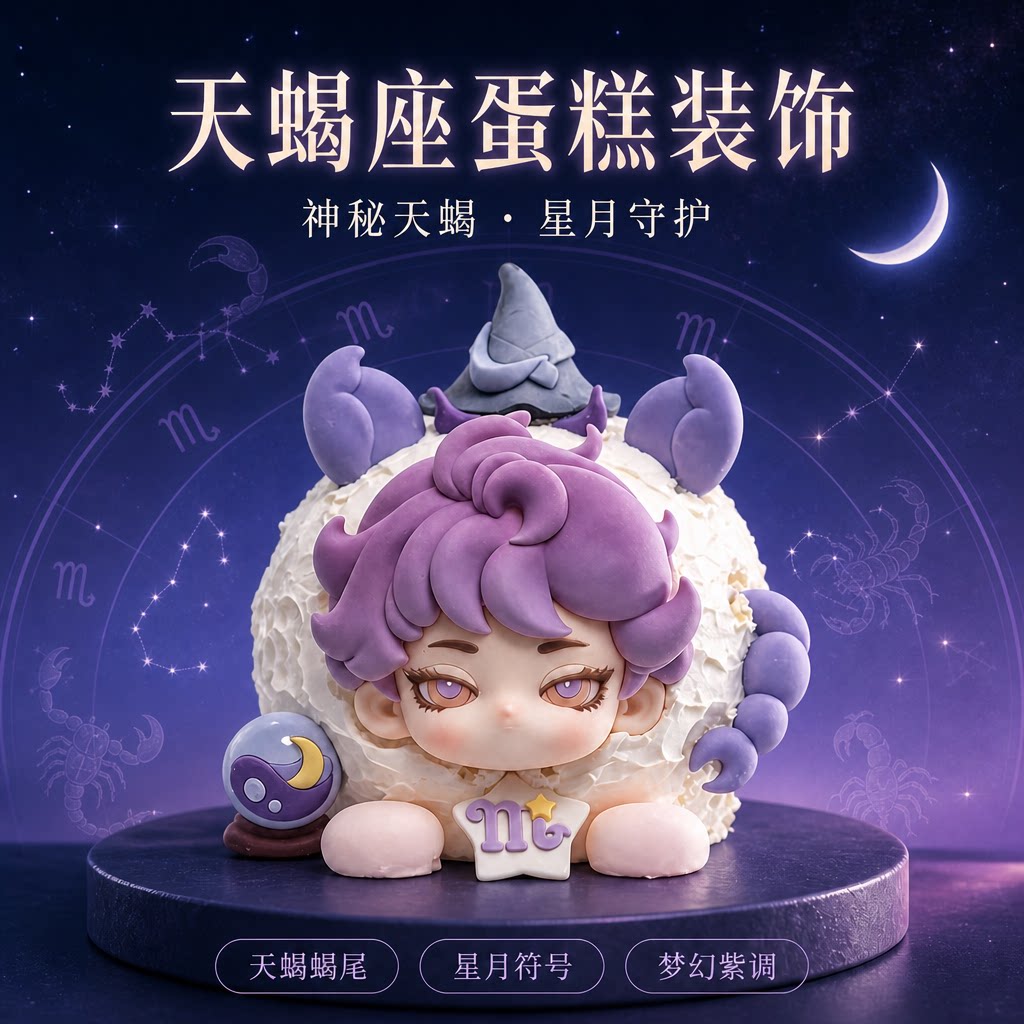 十二星座天蝎座蛋糕装饰摆件狮子天秤生日甜品派对蛋糕装饰插件