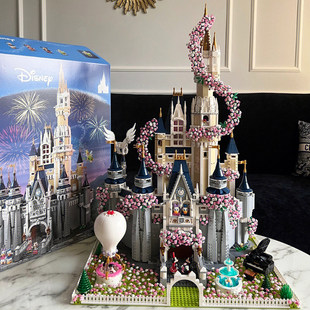 樱花迪士尼公主城堡积木女孩子系列高难度大型拼装花束礼物送女生