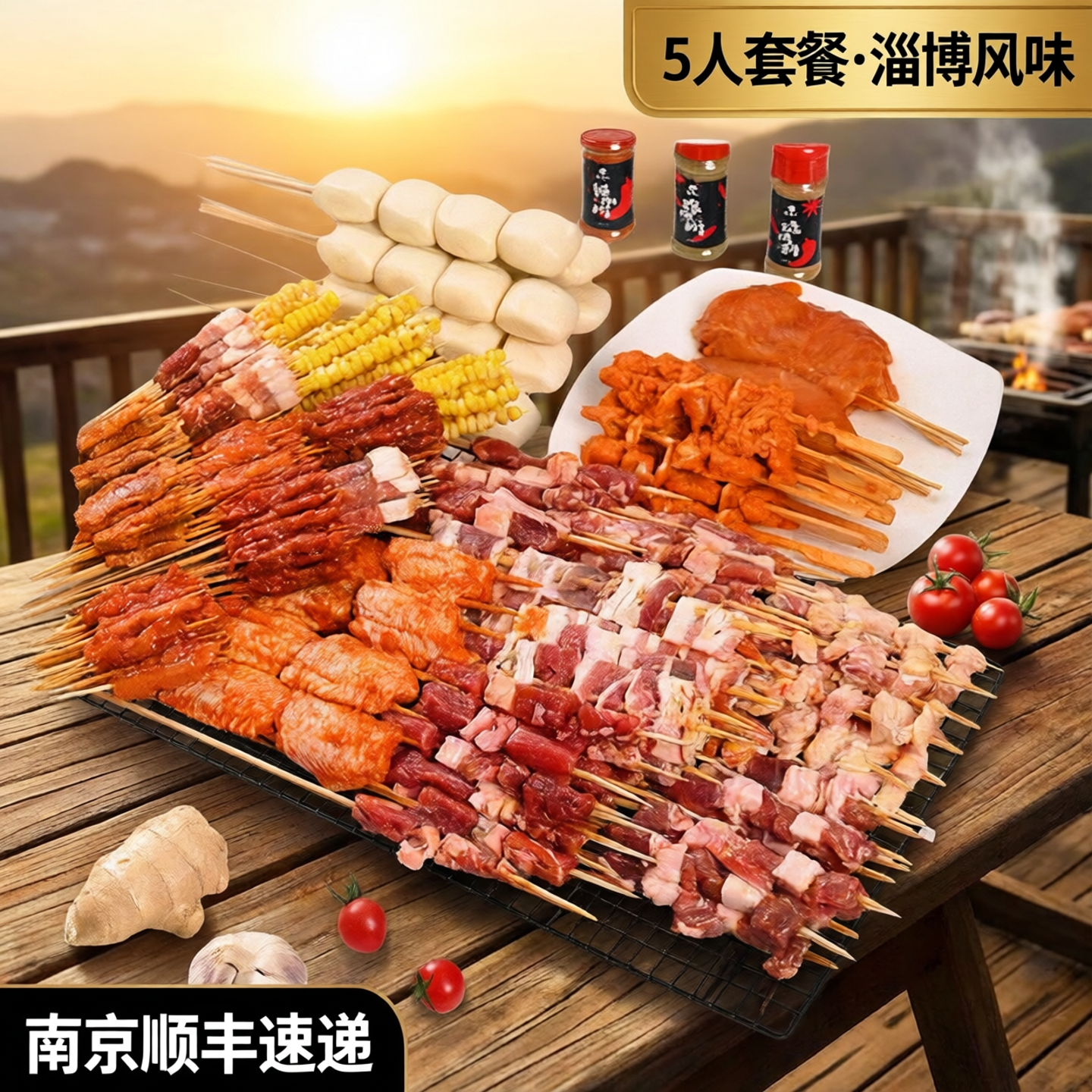 【南京顺丰】5人套餐烧烤食材食物半成品BBQ羊肉串淄博烤串烤肉