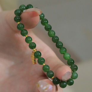 SUMOJEWEL【金玉满葫 】天然碧玉新中式国风足金葫芦手链女时尚