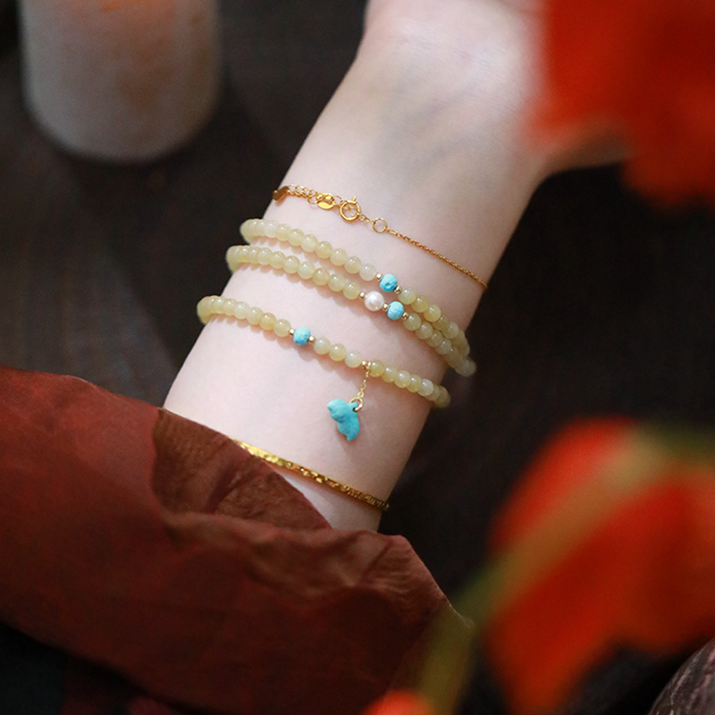 SUMOJEWEL《蜂蜜糖》新中式温柔甜蜜糖玉三圈手串