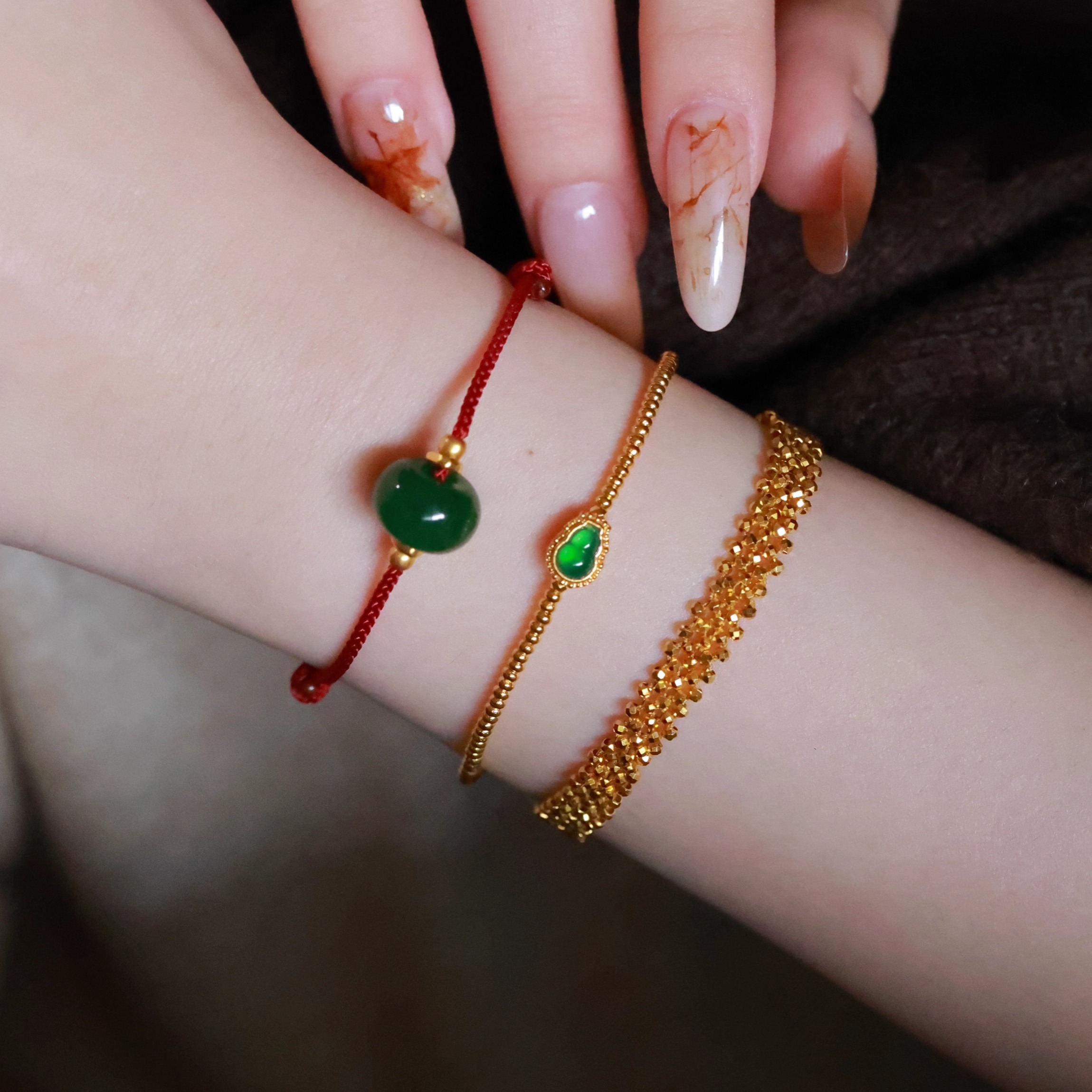 SUMOJEWEL《红妆·绿黛》新中式红绿配色碧玉编绳手链