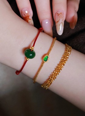 SUMOJEWEL《红妆·绿黛》新中式红绿配色碧玉编绳手链