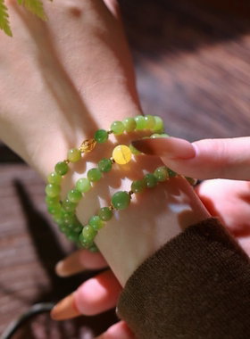 SUMOJEWEL《春日莫奈》新中式清新淡雅文艺轻奢碧玉三圈手串