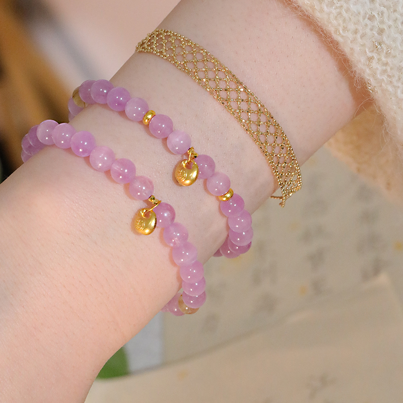 SUMOJEWEL《陌上紫藤》新中式国风复古紫色串珠足金手链百搭