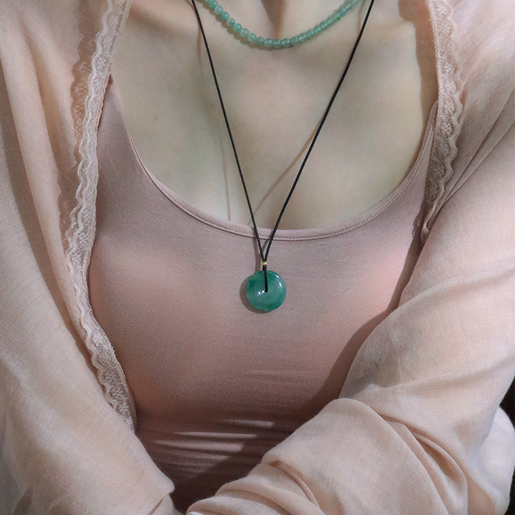 SUMOJEWEL【夏翡】非洲翠平安扣吊坠女新中式国风锁骨链简约百搭