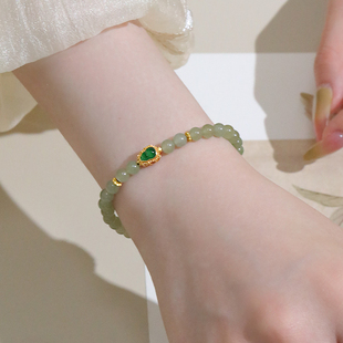 SUMOJEWEL【青胭】碧海新中式国风天然和田玉手链女百搭显白手串