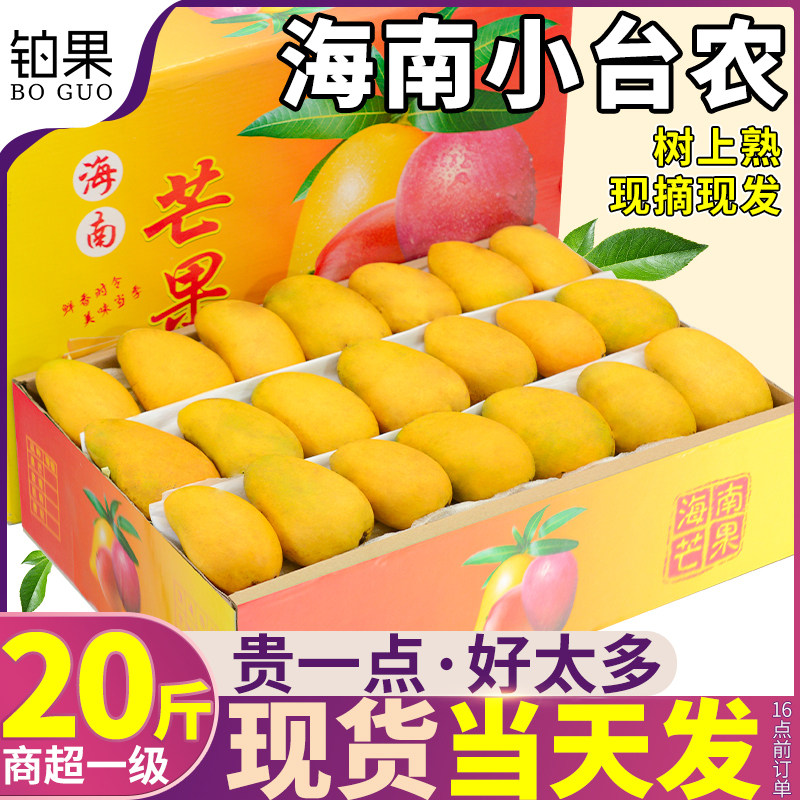 正宗18斤海南小台农芒果新鲜水果当季金台芒煌甜整箱包邮树上熟10
