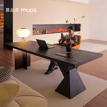 意式极简实木书桌家用办公桌客厅老板桌设计师工作台高级感电脑桌