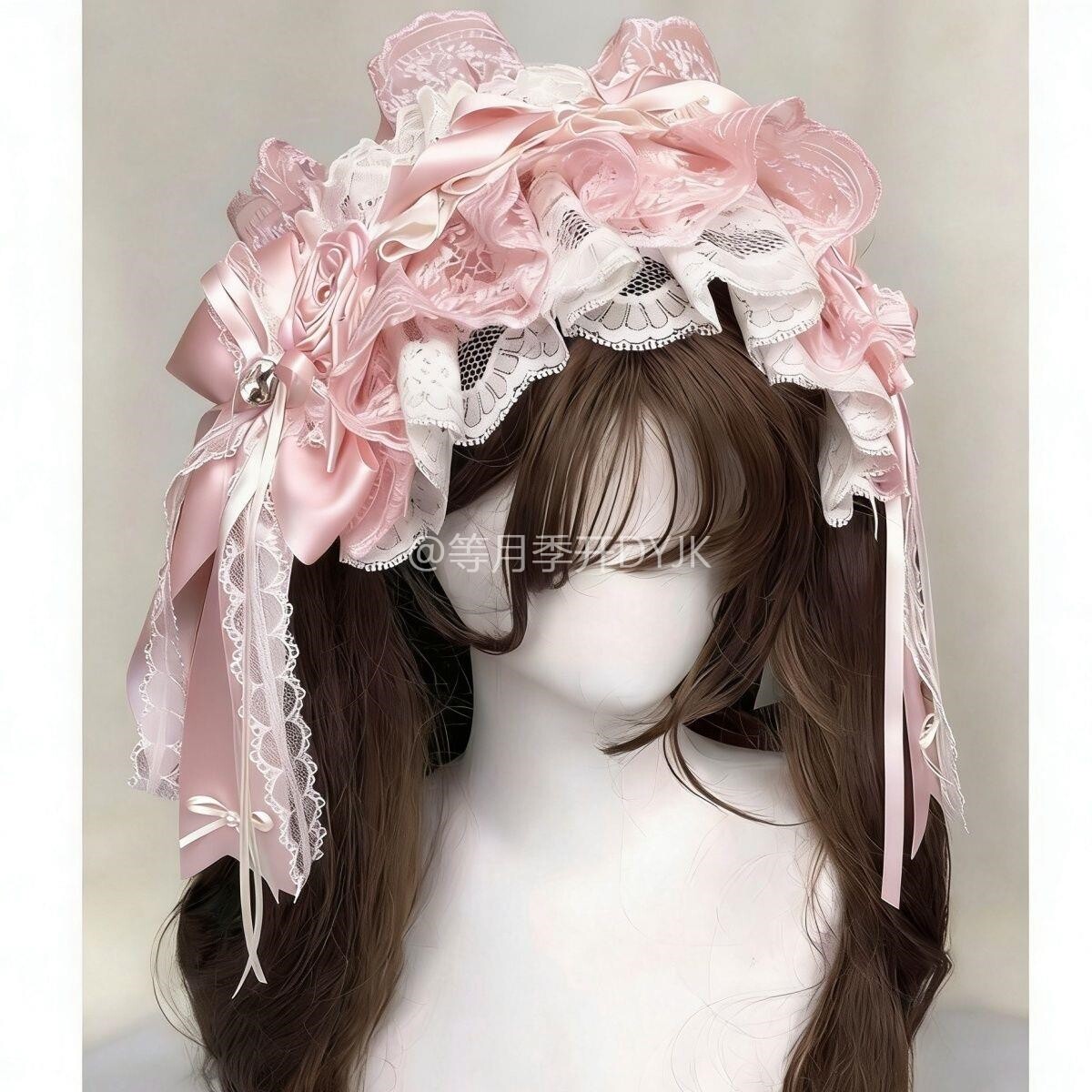 重工款手作粉色Lolita头饰发带