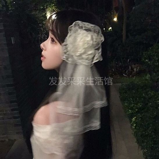 华丽洛丽塔发饰女头纱玫瑰花丸