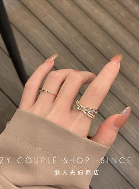 开口戒指戒指ins锆石时尚个性女