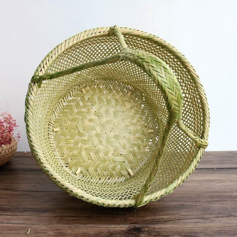 菜篮厨房竹蓝竹编竹篮手提篮编织装水果买菜竹篮大篮子手工