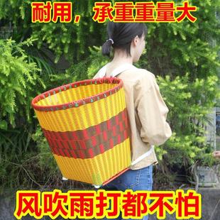 采茶背篓家用大号纯手工竹编织塑钢背篓采摘背筐农用竹篓子收纳筐