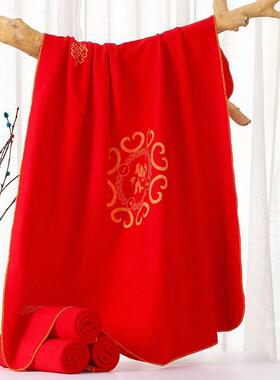 婴儿新生红色福字抱被初生宝宝包被满月包巾裹布红布百福抱单盖头