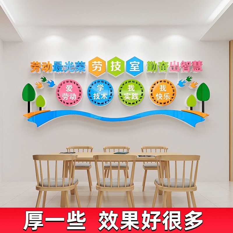 中小学劳技室劳动实践功能室教室墙面装饰布置学校园文化墙贴纸画