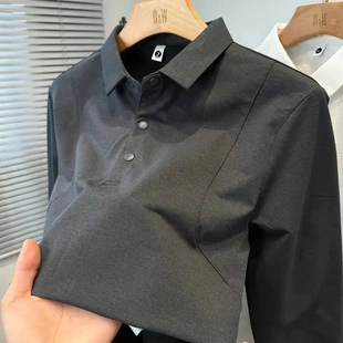 AUV服饰店专柜轻奢2026款拼接新款轻量化高级商务休闲翻领POLO衫