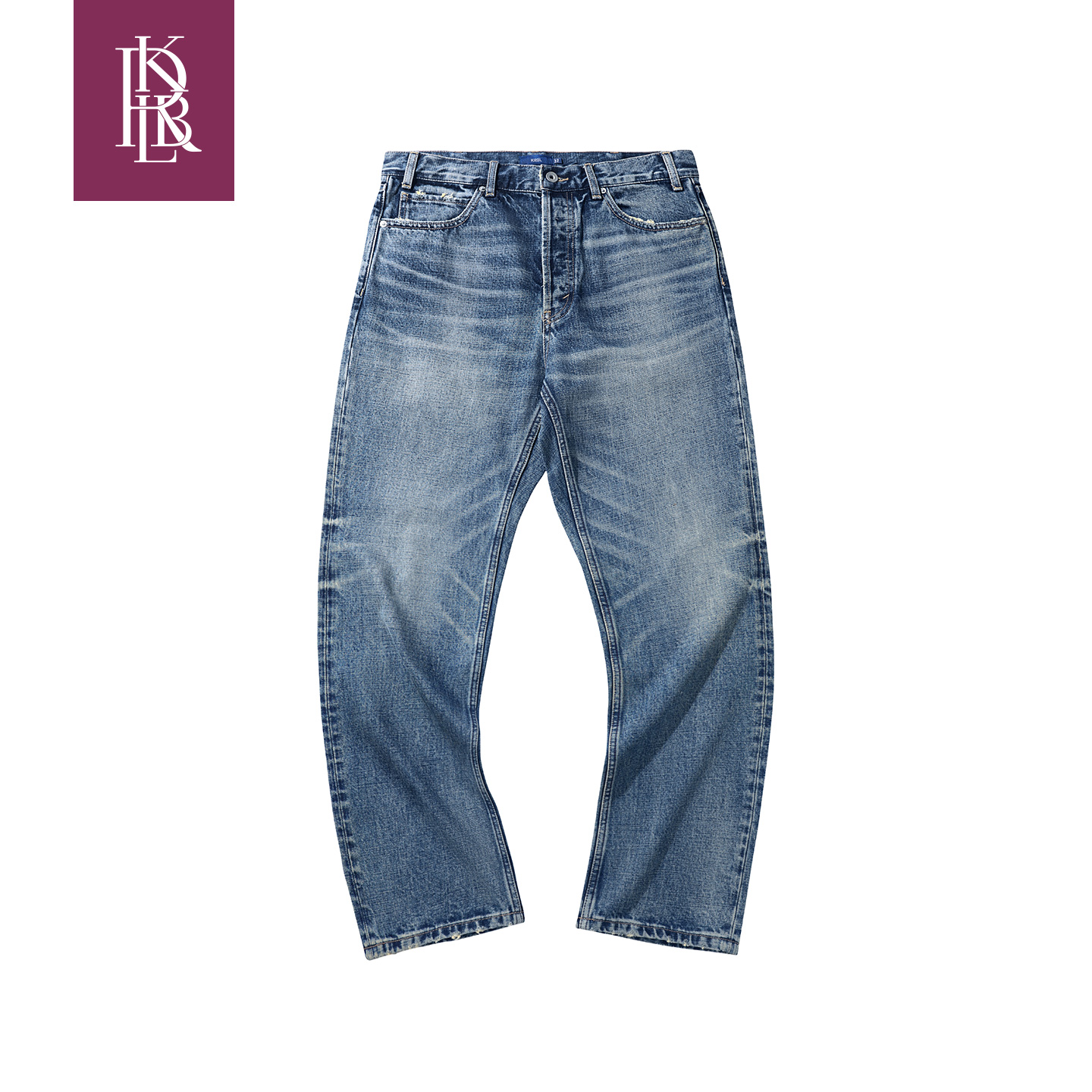 斯琳纽扣门襟轻奢水洗直筒牛仔裤