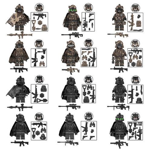 适用于乐高军事三角洲海豹特种兵空勤狙击手侦察士兵武器积木人仔