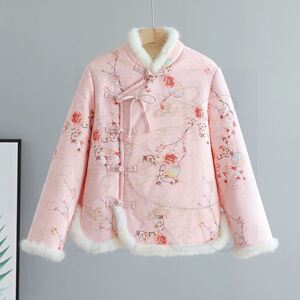 美式复古2024冬季加绒加厚网红国风小棉袄新中式复古女盘扣棉服女