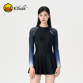 B.Duck连体泳衣女防晒微胖遮肉2025新款 泳装 保守大码 运动专业裙式